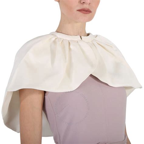 Burberry White Wreningham Cropped Cotton And Silk Cape